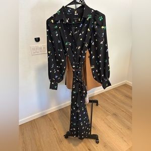 Ann Taylor size 0 long black dress with floral print